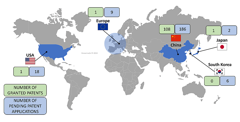 World map showing where COSMX has patented its inventions.