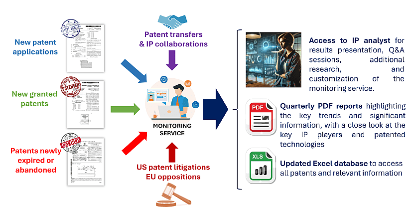 Content of the Advanced packaging patent monitoring service.